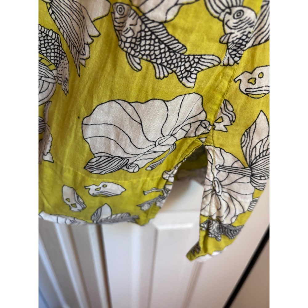 Gretchen Scott Beach Cover Up Large Chartreuse Fish Floral Cotton Tunic Dress - Picture 13 of 13